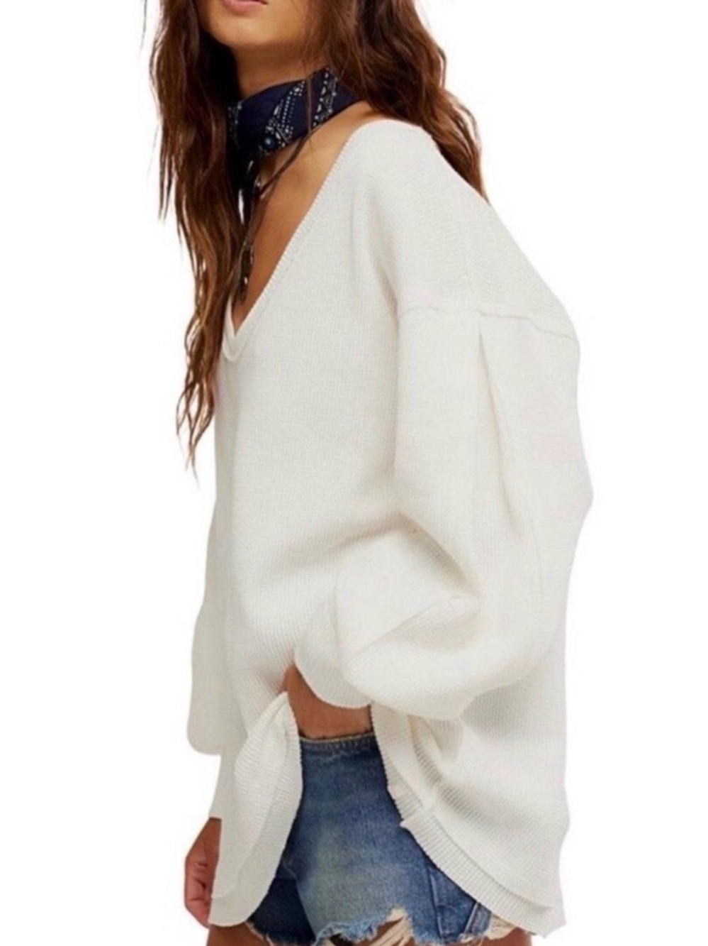 Free People We The Free NWT Coast 2 Coast Waffle Knit Pullover Oversized S